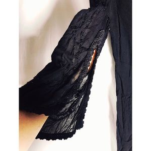 Black sequin Indonesian dress long slit sleeve